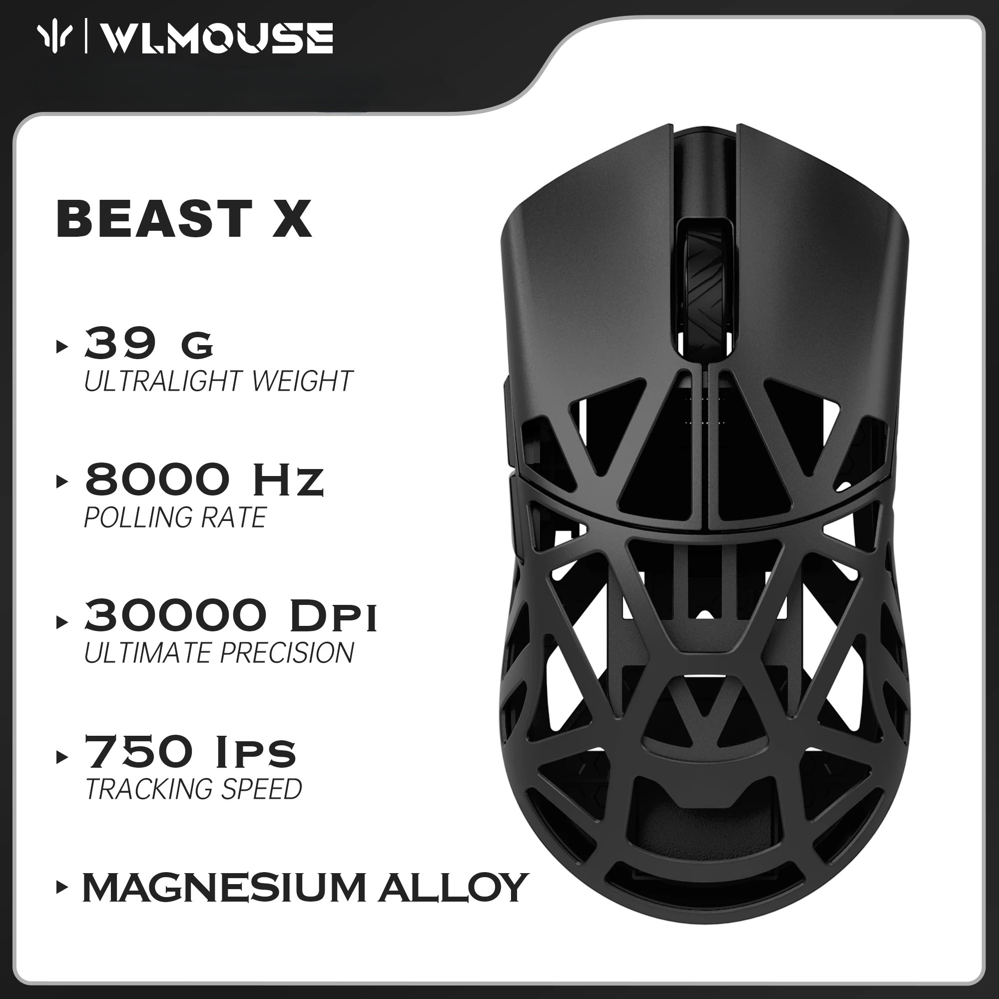 WLMOUSE BEAST X Pro 39g Magnesium Alloy 8K Wireless Gaming Mouse